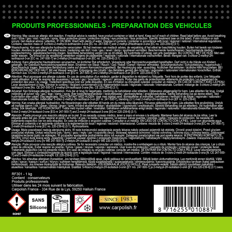 Carpolish Refinish 3000 Diamond Cut - Détails techniques de la pâte à polir automobile sans silicone