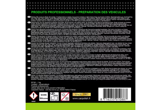 Carpolish Refinish 3000 Diamond Cut - Détails techniques de la pâte à polir automobile sans silicone