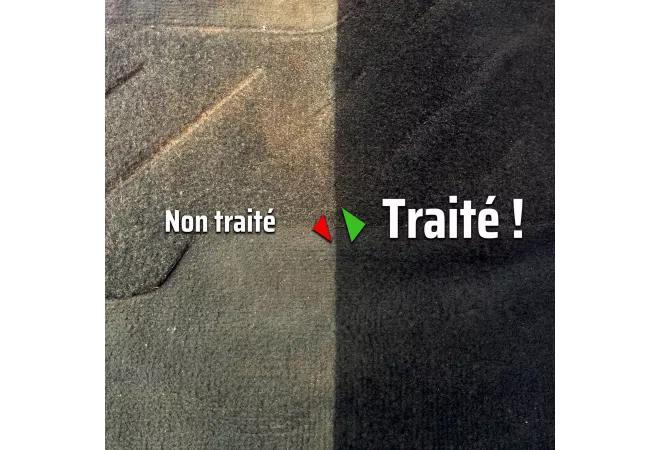 image avant après utilisation teinture moquette et tapis noir carpolish