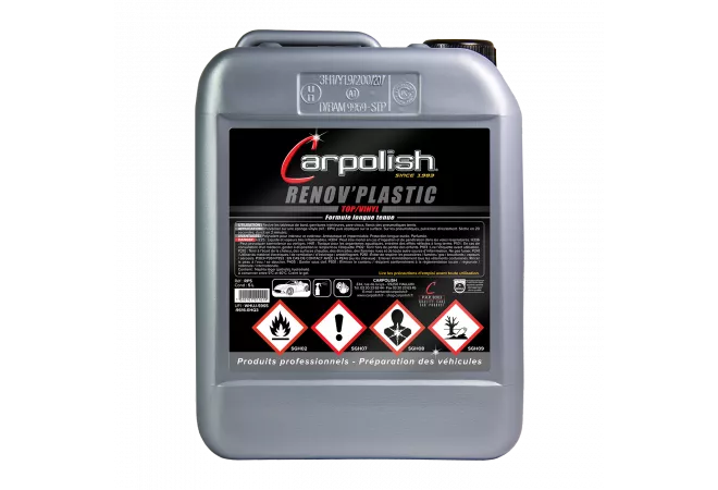 bidon 5 litres produit renovateur plastiques extérieurs et pneumatique carpolish