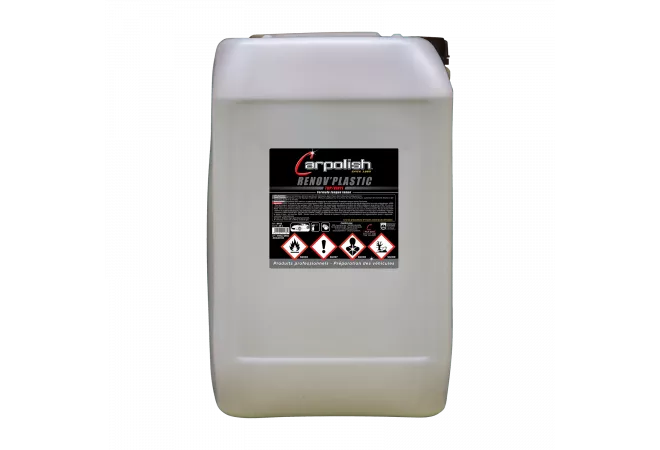 bidon 25 litres produit renovateur plastiques extérieurs et pneumatique carpolish