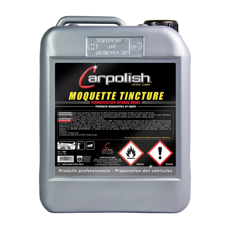 bidon teinture5 litres pigmentation opaque noire pour surfaces ternis carpolish