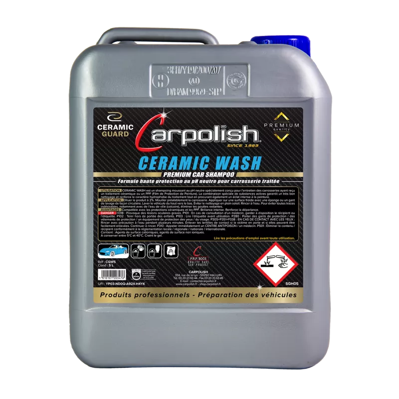 bidon 5 litres spécial shampoing véhicule traité et protégé carpolish