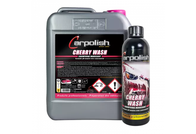 shampoing pour voiture parfum cerise carpolish - Cherry Wash - Bidon 5 Litres et Flacon 500ml