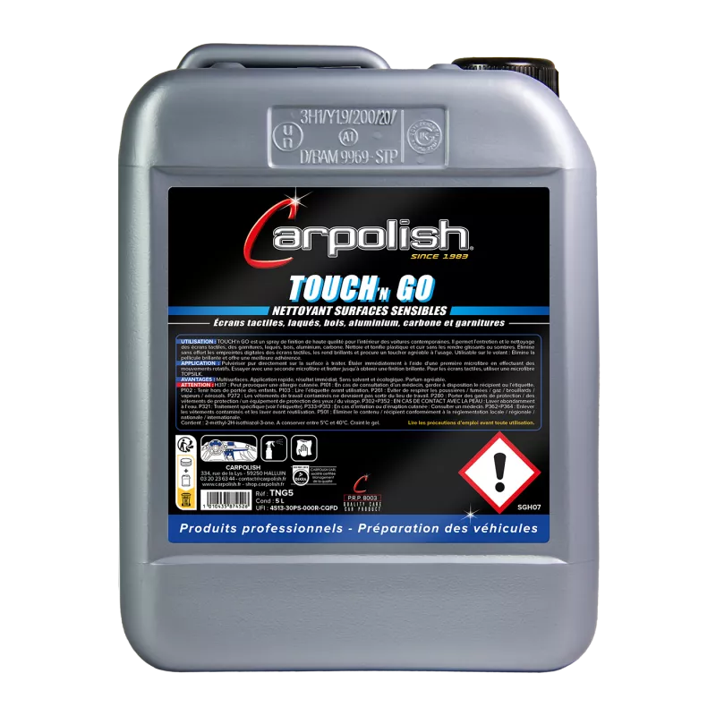 bidon nettoyant surfaces sensibles ecran voiture, laqué, carbone, boisé plastique