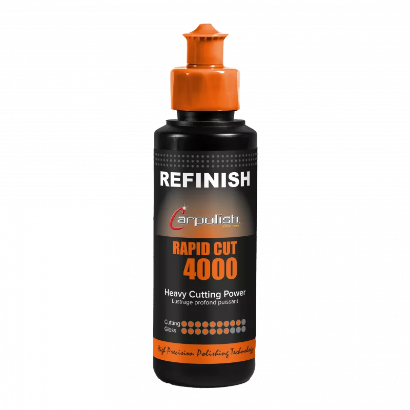 Carpolish rapid Cut 150ml, pâte à polir orange pour rénovation des vernis automobiles.