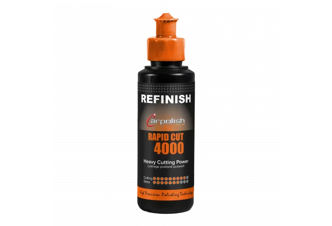 Carpolish rapid Cut 150ml, pâte à polir orange pour rénovation des vernis automobiles.