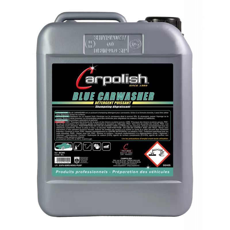 bidon 5 litres shampoing carrosserie détergent et démoustiquant voiture et automobile carpolish