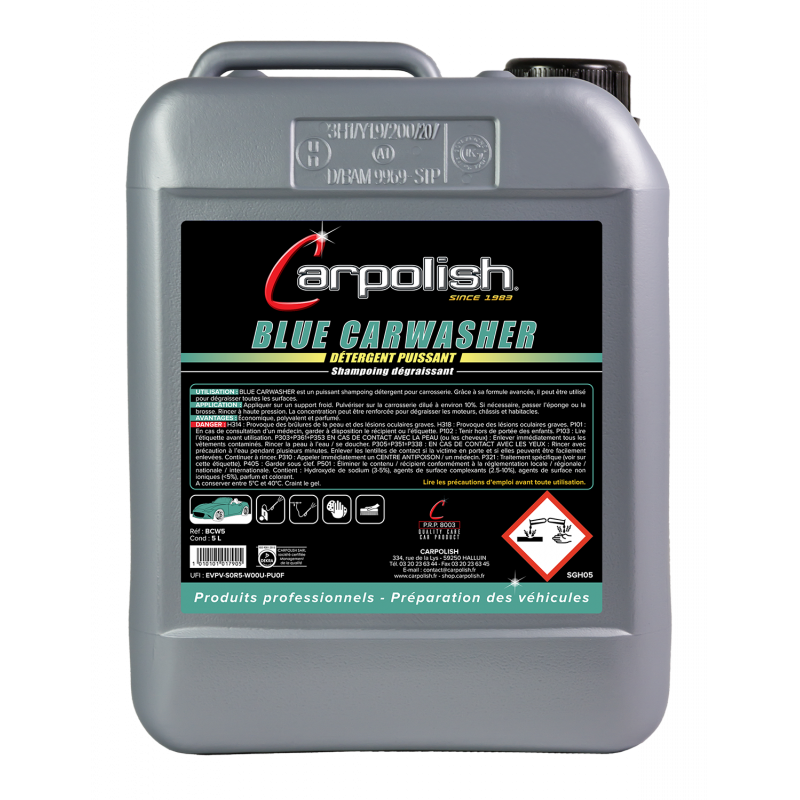 bidon 5 litres shampoing dégraissant et détergent pour voiture carpolish